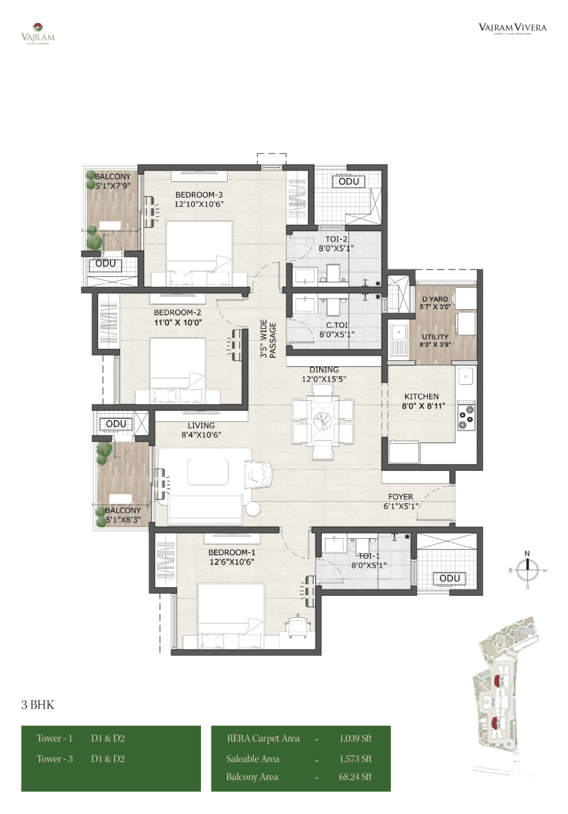 Unit plan - 1069 sq.ft.