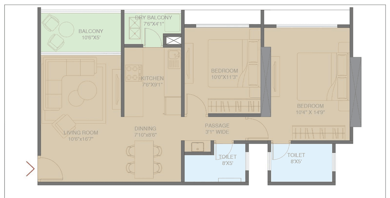 Unit plan - 818 sq.ft.