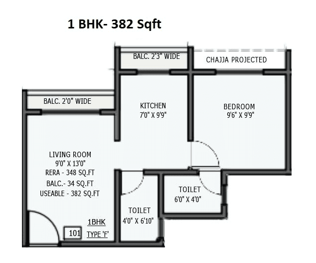 Unit plan - 382 sq.ft.