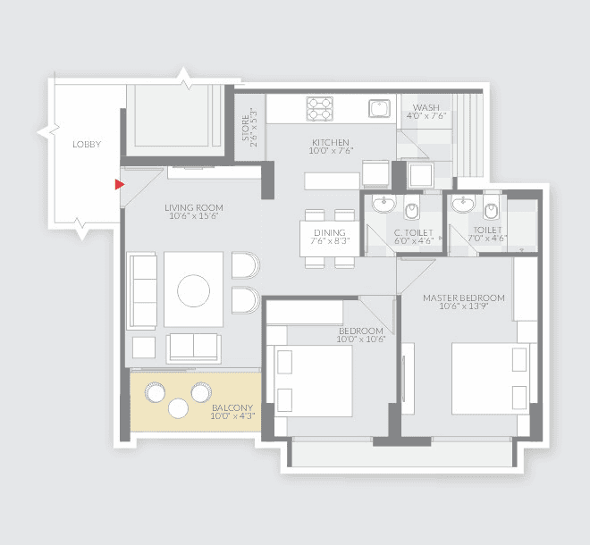 Unit plan - 709 sq.ft.