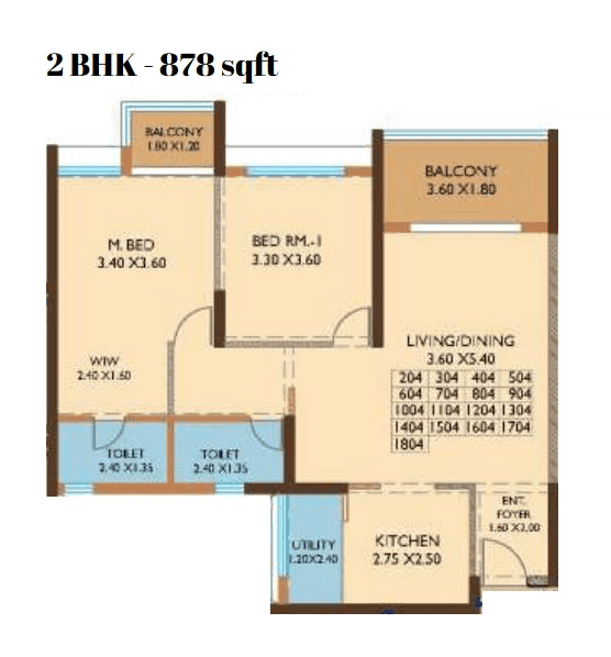 Unit plan - 878 sq.ft.