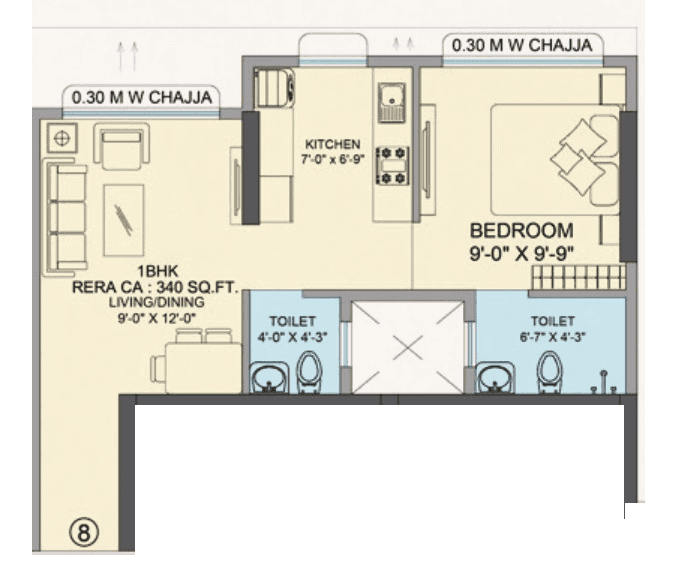 Unit plan - 340 sq.ft.