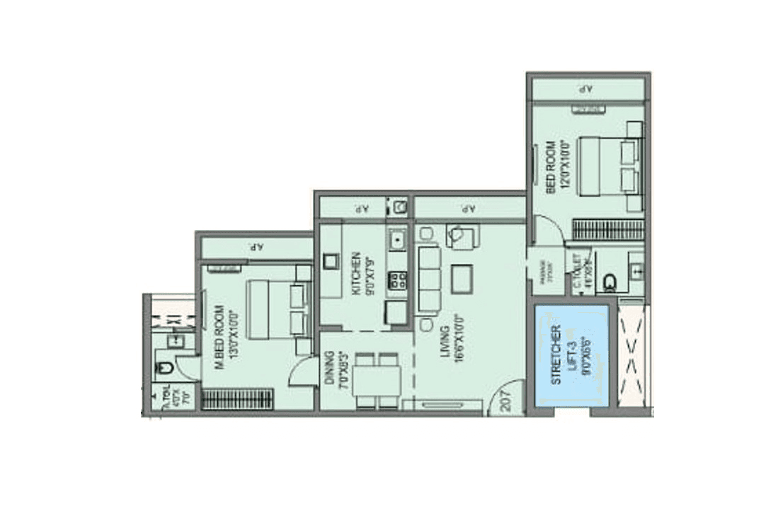 Unit plan - 716 sq.ft.