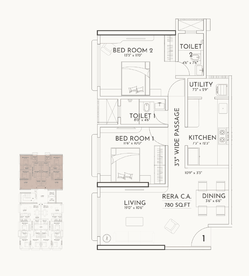 Unit plan - 778 sq.ft.