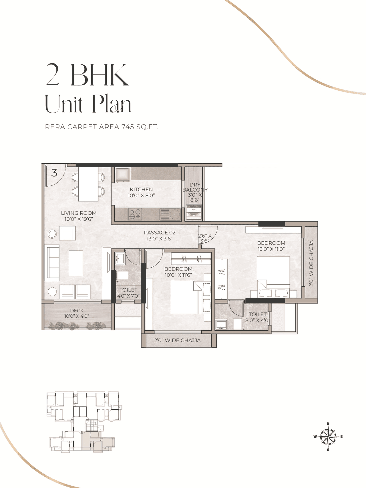 Unit plan - 745 sq.ft.