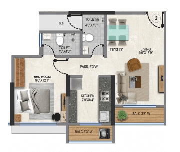 Unit plan - 426 sq.ft.