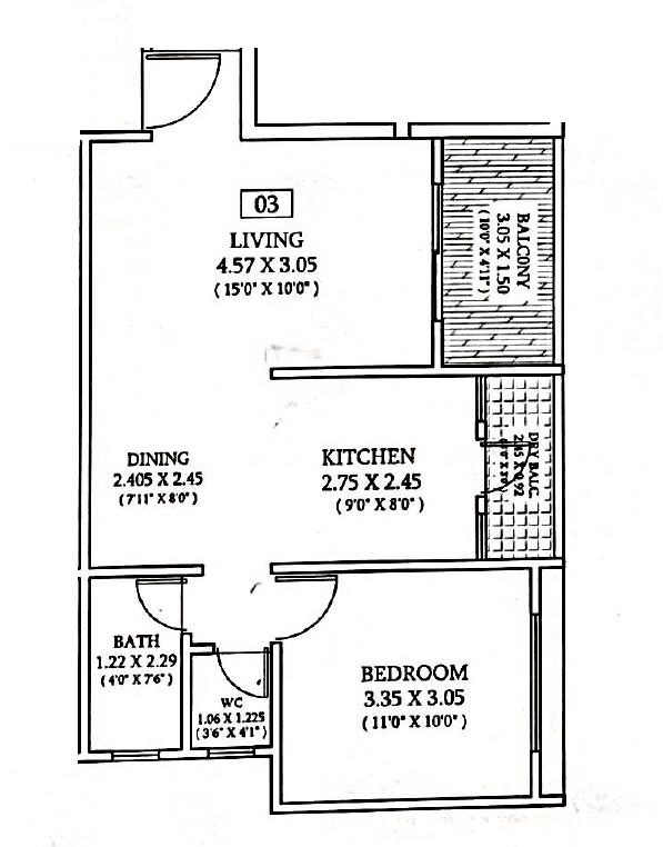 Unit plan - 576 sq.ft.