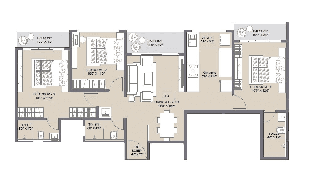 Unit plan - 1012 sq.ft.