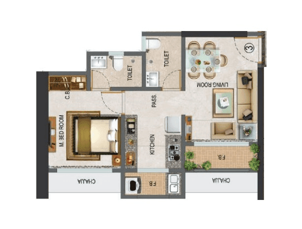 Unit plan - 416 sq.ft.