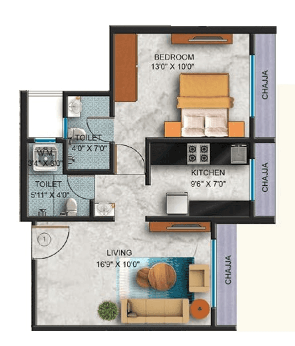 Unit plan - 435 sq.ft.
