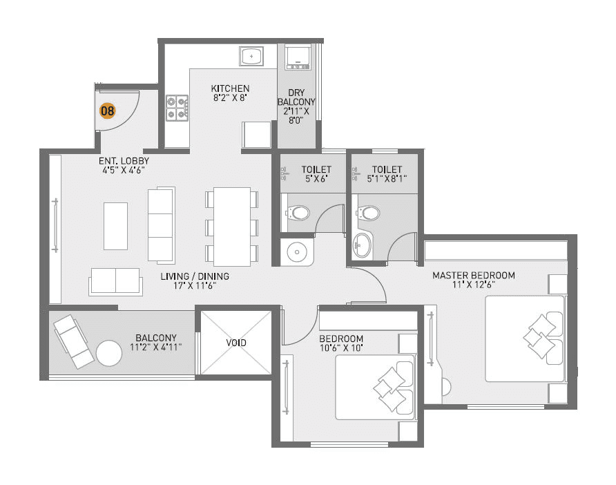 Unit plan - 757 sq.ft.
