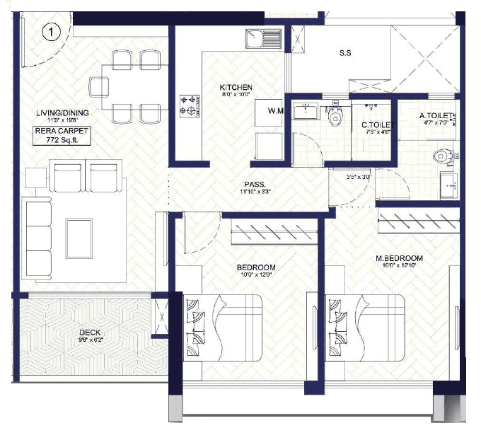 Unit plan - 772 sq.ft.