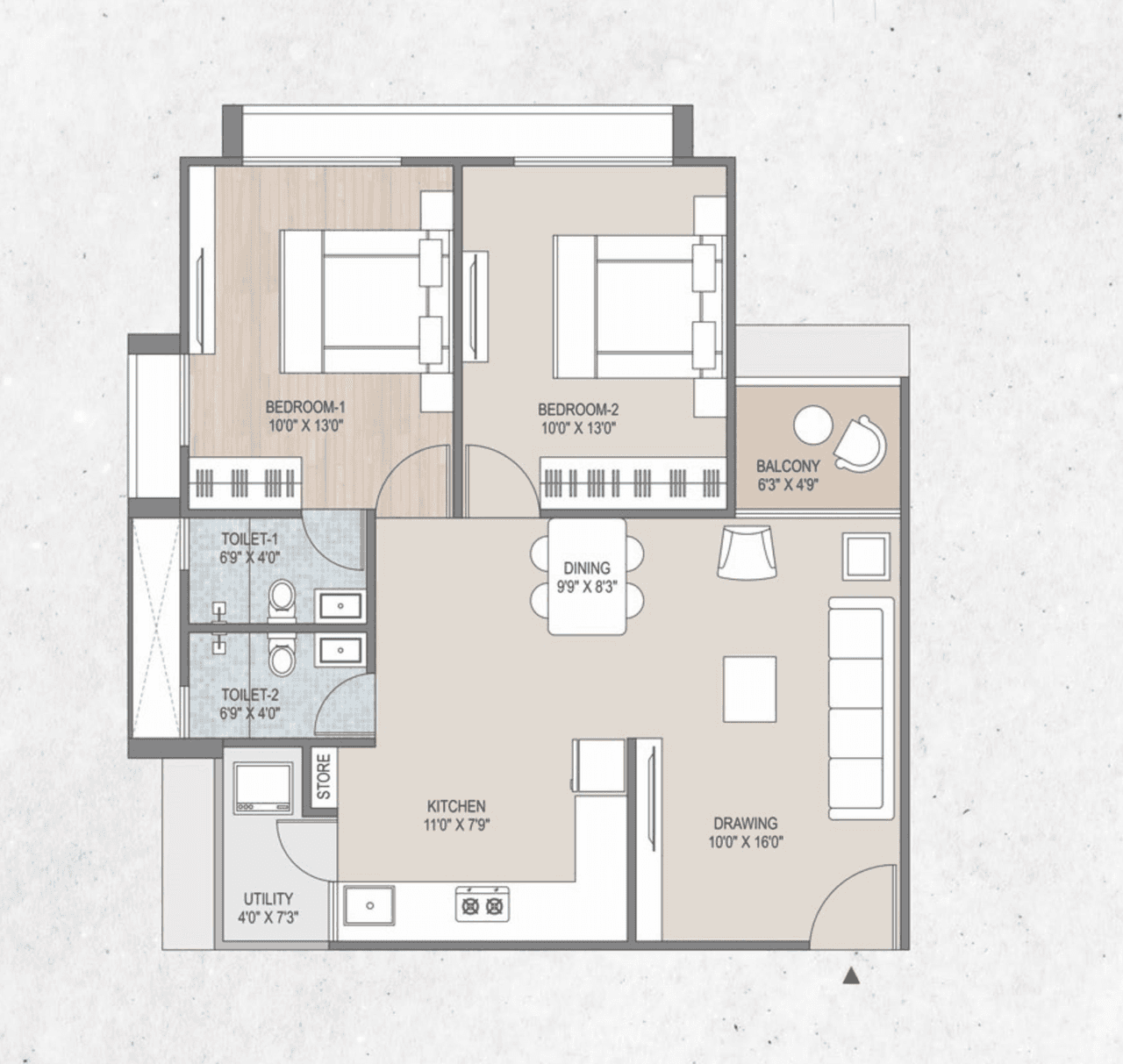 Unit plan - 742 sq.ft.