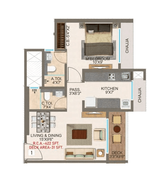 Unit plan - 453 sq.ft.