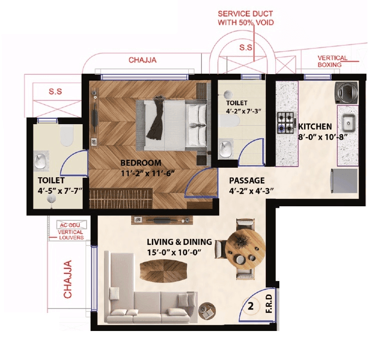 Unit plan - 471 sq.ft.