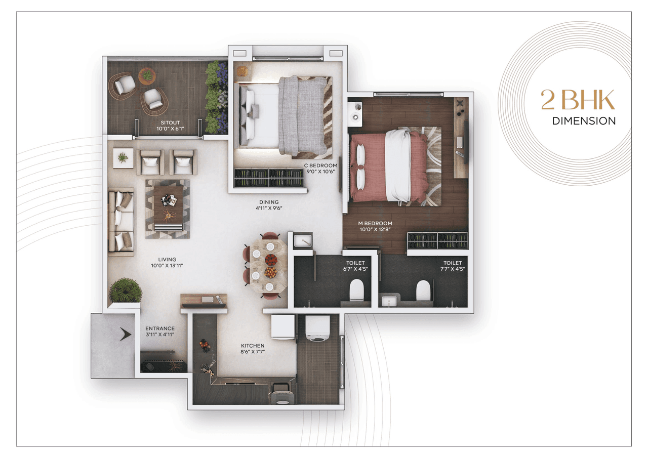 Unit plan - 697 sq.ft.