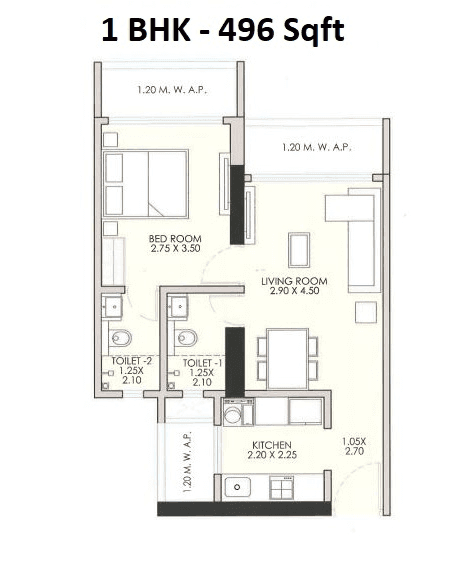 Unit plan - 496 sq.ft.