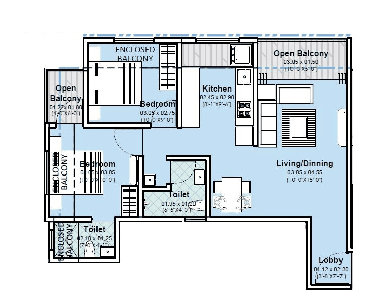 Unit plan - 643 sq.ft.