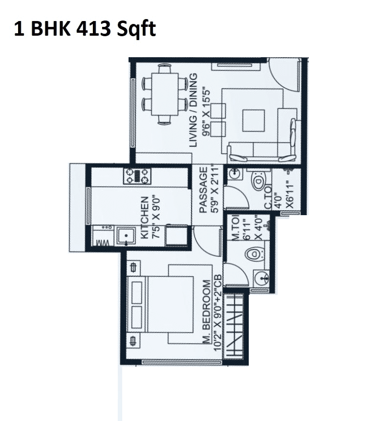 Unit plan - 413 sq.ft.