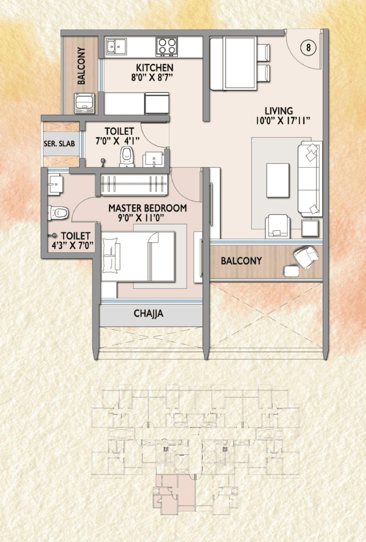 Unit plan - 490 sq.ft.