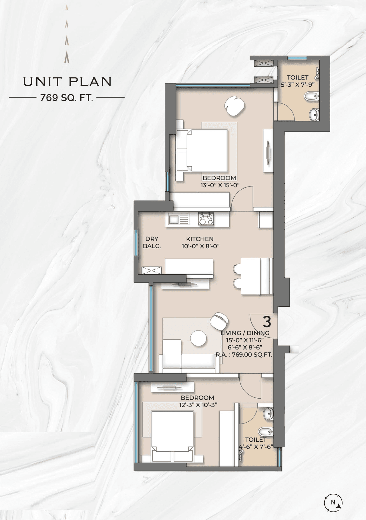 Unit plan - 769 sq.ft.