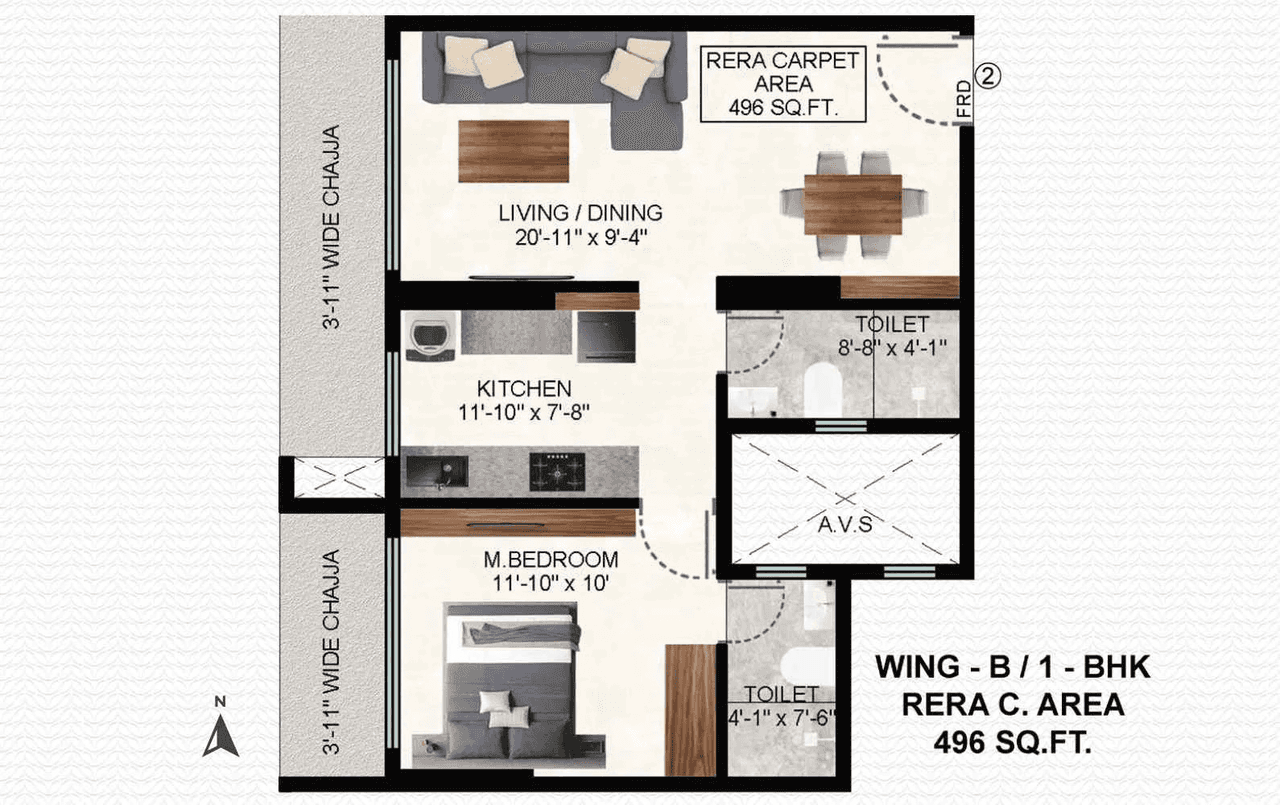 Unit plan - 496 sq.ft.