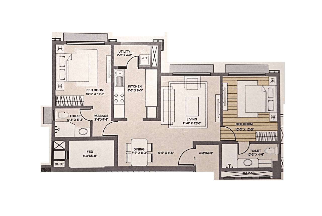 Unit plan - 716 sq.ft.