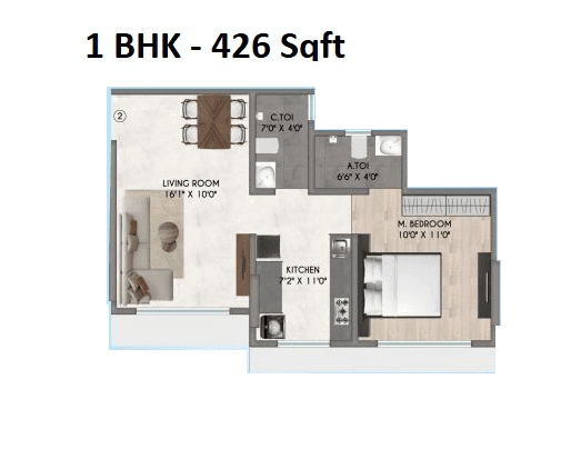 Unit plan - 426 sq.ft.