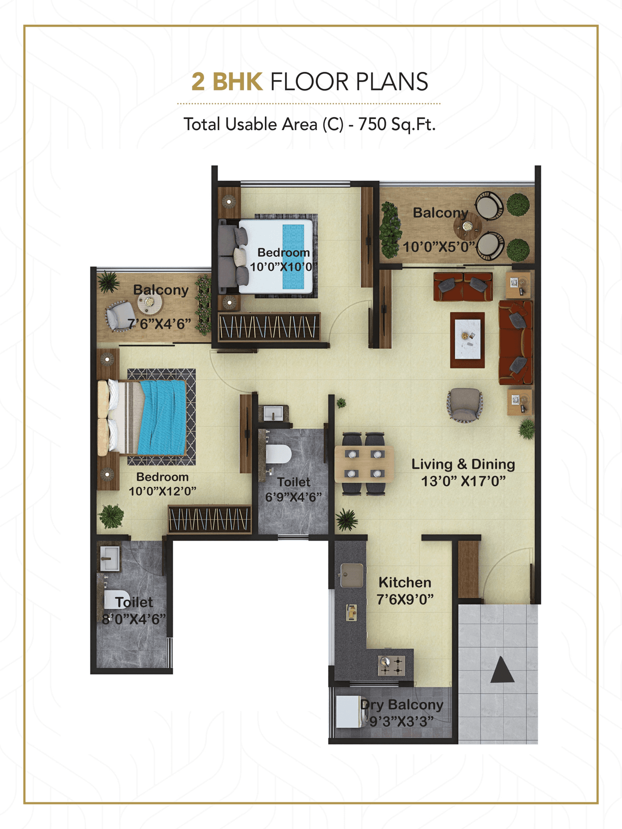 Unit plan - 750 sq.ft.