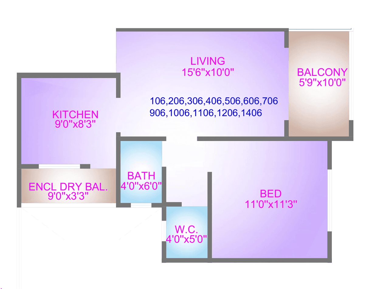 Unit plan - 523 sq.ft.