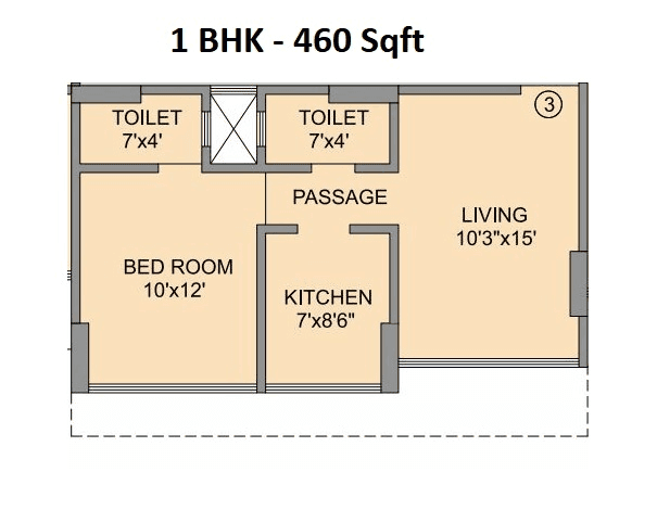 Unit plan - 460 sq.ft.