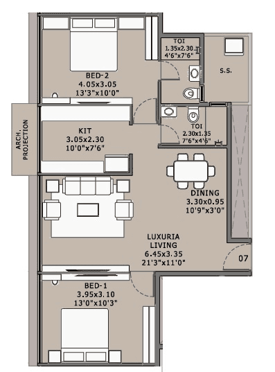 Unit plan - 771 sq.ft.