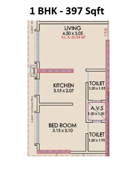 Unit plan - 397 sq.ft.