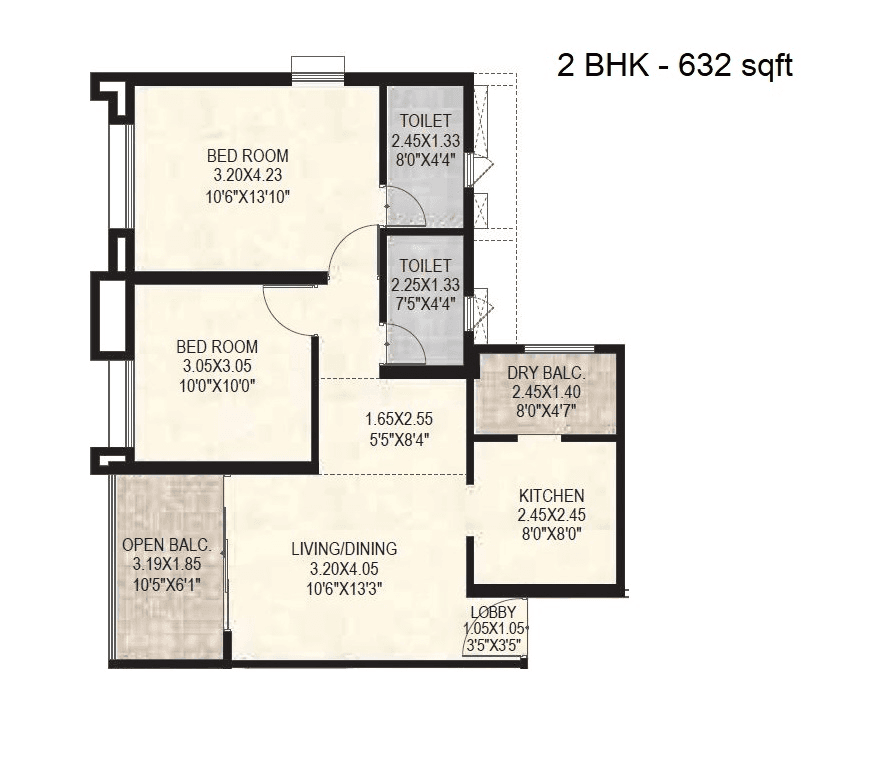 Unit plan - 632 sq.ft.