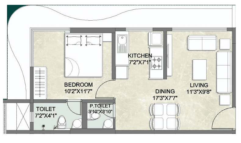 Unit plan - 403 sq.ft.