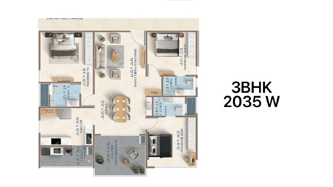 Unit plan - 2035 sq.ft.