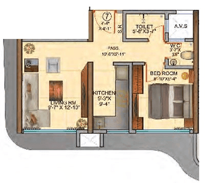 Unit plan - 369 sq.ft.