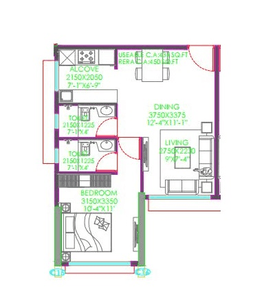 Unit plan - 450 sq.ft.