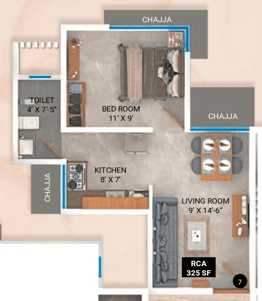 Unit plan - 325 sq.ft.