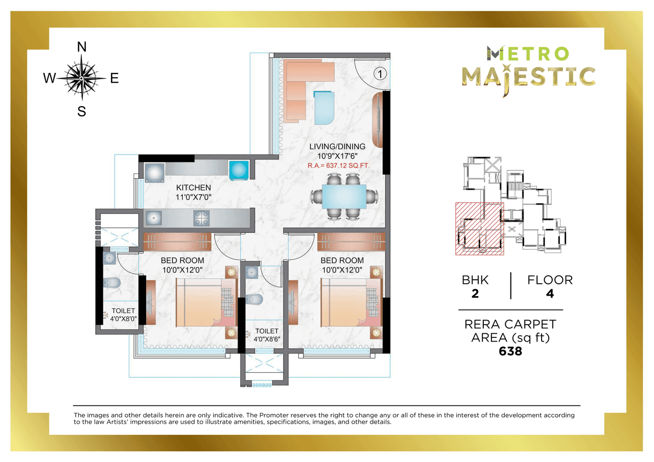 Unit plan - 638 sq.ft.