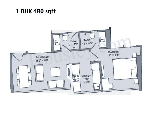 Unit plan - 480 sq.ft.