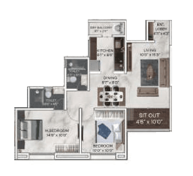Unit plan - 757 sq.ft.