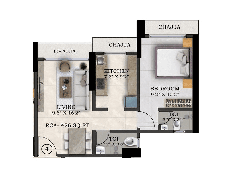 Unit plan - 426 sq.ft.