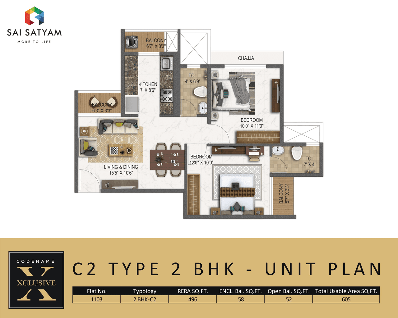 Unit plan - 585 sq.ft.
