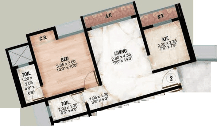 Unit plan - 423 sq.ft.