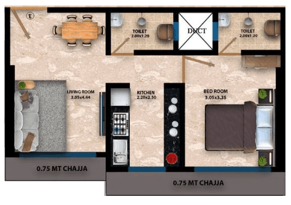 Unit plan - 419 sq.ft.