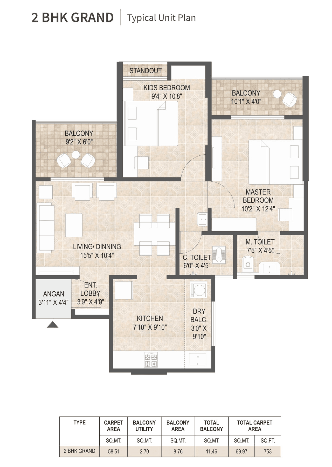 Unit plan - 753 sq.ft.