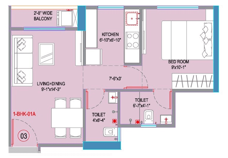 Unit plan - 368 sq.ft.