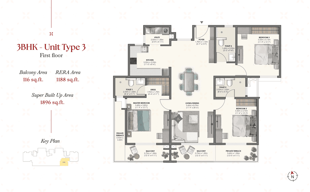 Unit plan - 1188 sq.ft.