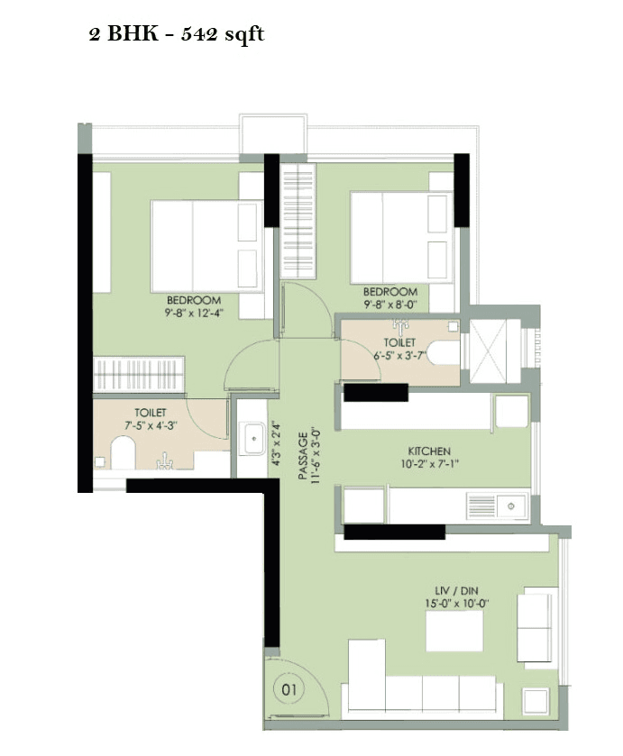 Unit plan - 542 sq.ft.